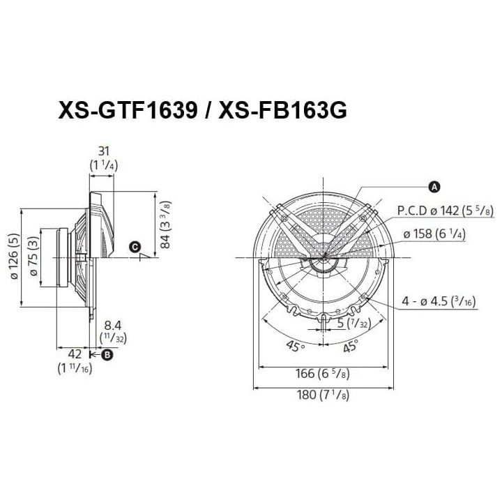 Kit 4 Casse XS-GTF1639 Ant. + Post. per Fiat Panda dal 2003 al 2012