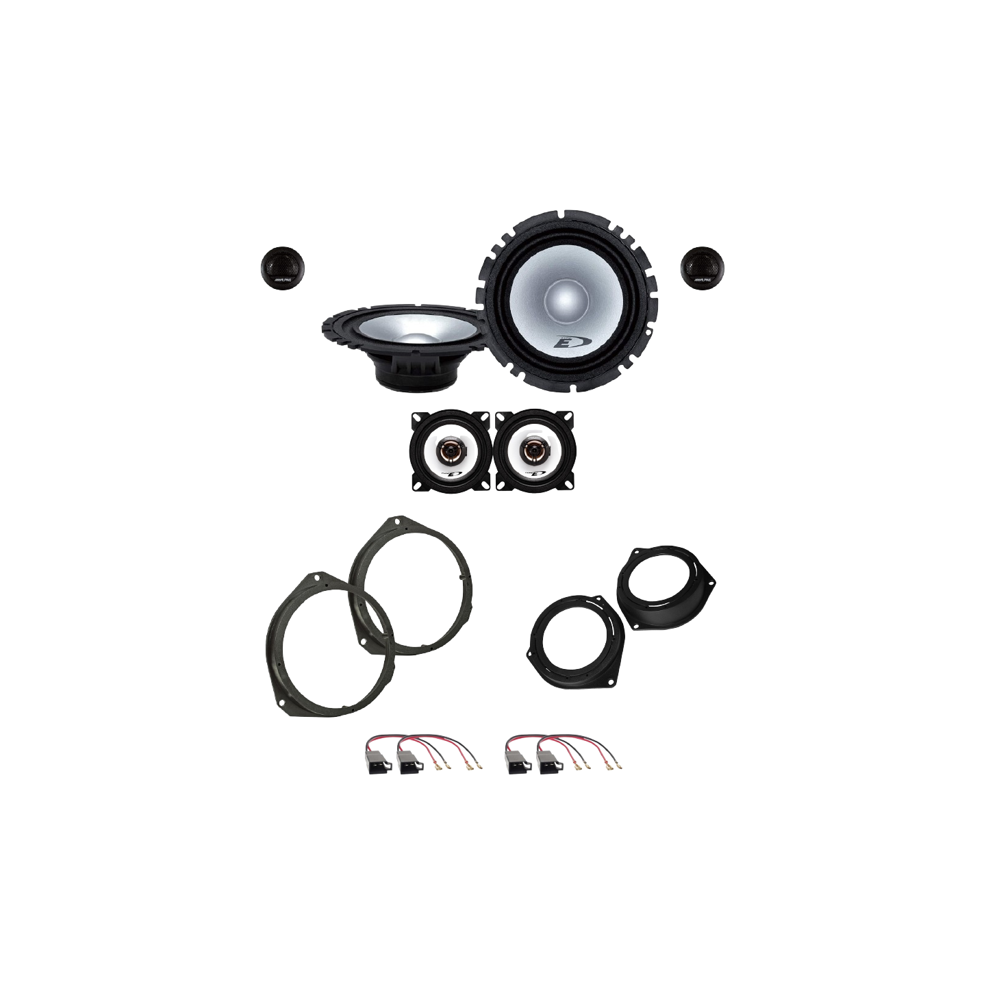 EvoTuning Kit Casse Altoparlanti per Alfa Romeo Giulietta dal 2010 Anteriori o Posteriori compatibile con Alpine S2-S65C set 2 Woofer 2 Tweeter 2
