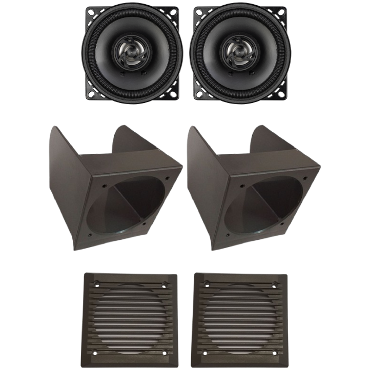 Kit 2 Casse SP-RX24 Anteriore per Fiat Panda 141 dal 1986 al 2003 + 2 Box + 2 Griglie Grigie