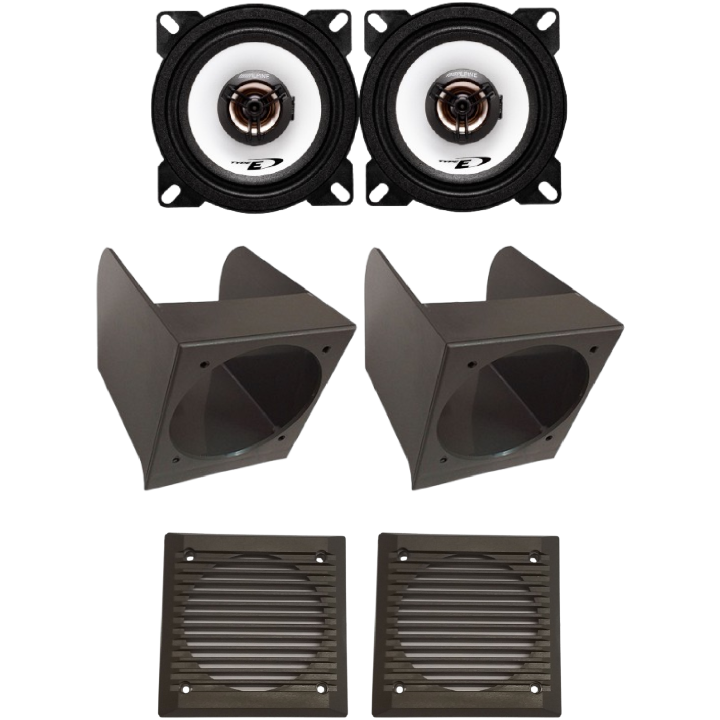 Kit 2 Casse SXE-1025S Anteriore per Fiat Panda 141 dal 1986 al 2003 + 2 Box + 2 Griglie Grigie