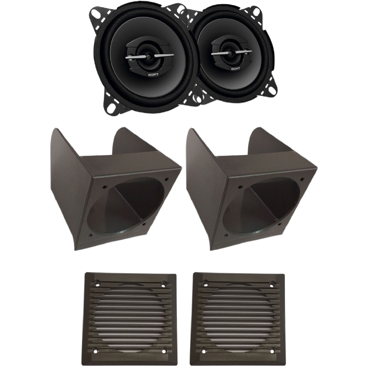 Kit 2 Casse XS-GTF1039 Anteriore per Fiat Panda 141 dal 1986 al 2003 + 2 Box + 2 Griglie Grigie