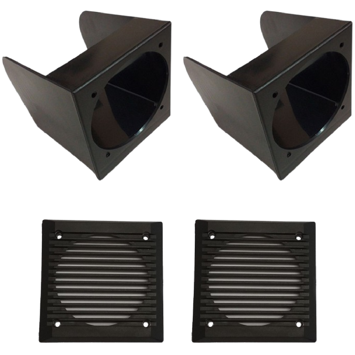 Coppia Box + 2 Griglie Nere per Altoparlanti anteriori da 10 cm per Fiat Panda 141 dal 1986 al 2003