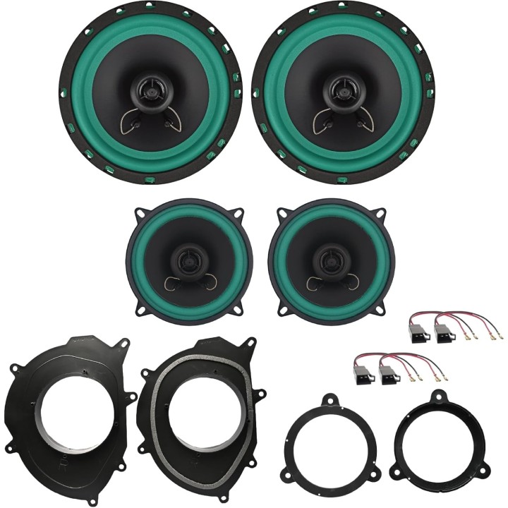 Kit 4 casse IP-01165 + IP-01130 per Renault Clio IV dal 2013 al 2021 + 4 Supporti Anteriori e Posteriori + 4 Connettori